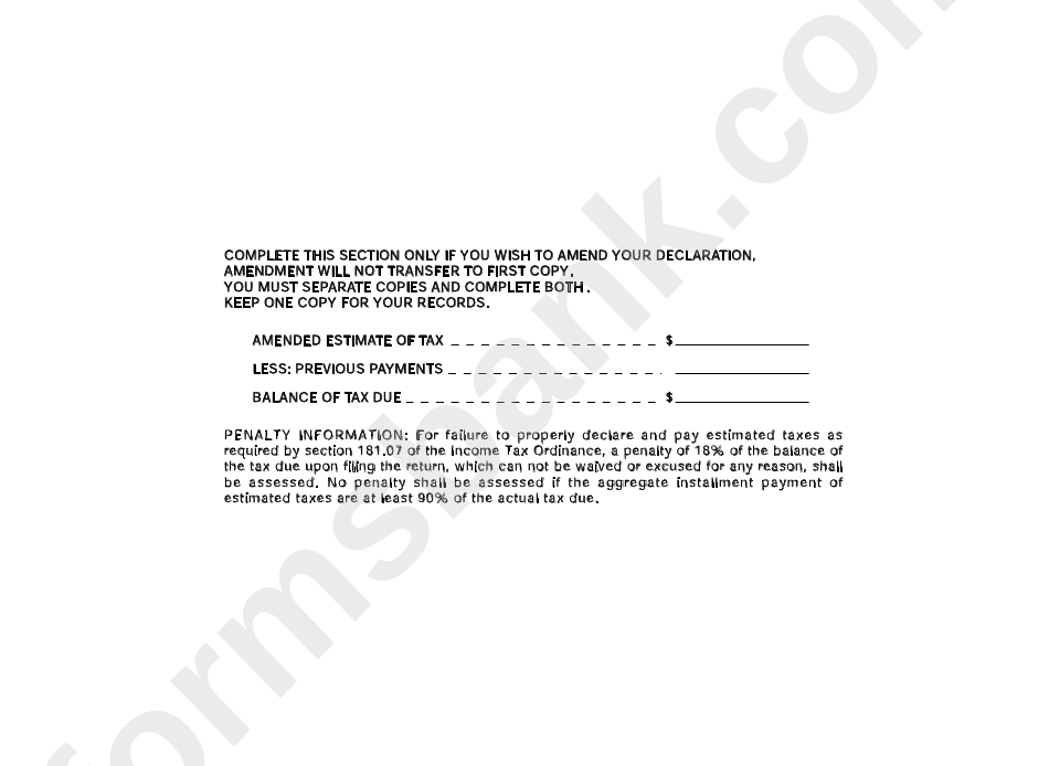 Form Q-1 - Notice Of Quarterly Payment On Declaration Of Estimated Munroe Falls Income Tax