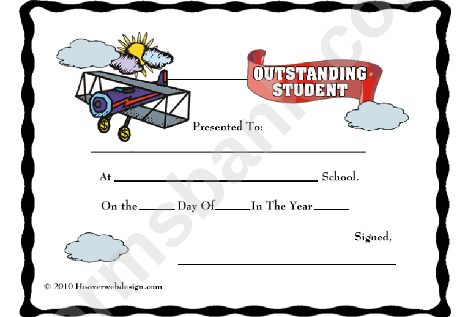 Outstanding Student School Certificate Template