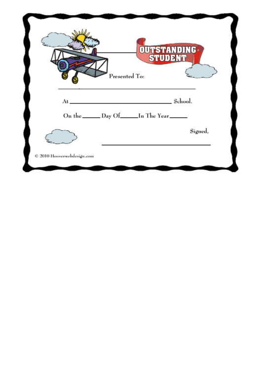 Outstanding Student School Certificate Template Printable pdf