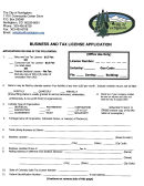 Business And Tax License Application Form Printable pdf