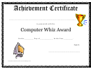Computer Whiz Award Certificate Template