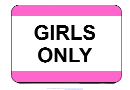 Girls Only Sign Template
