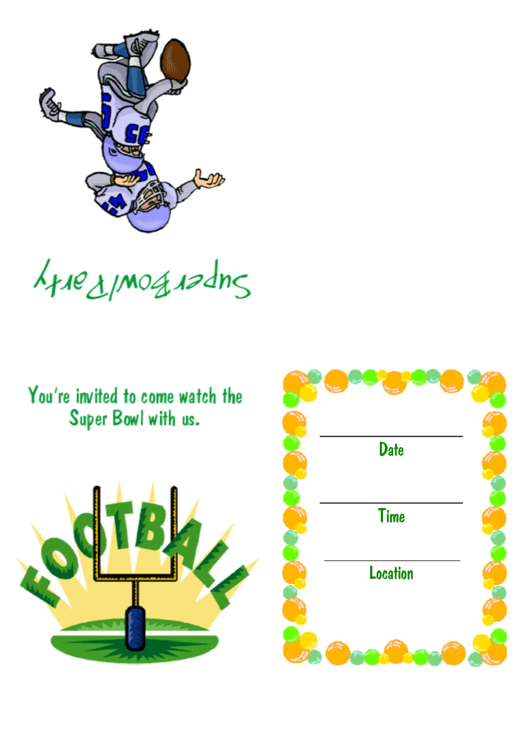 Invitation To Come Watch The Super Bowl Template Printable pdf