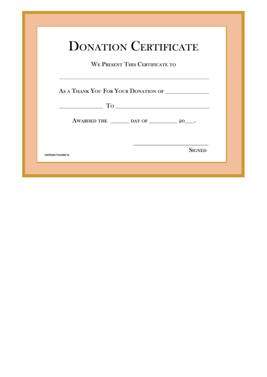 Wood Frame Donation Certificate Template