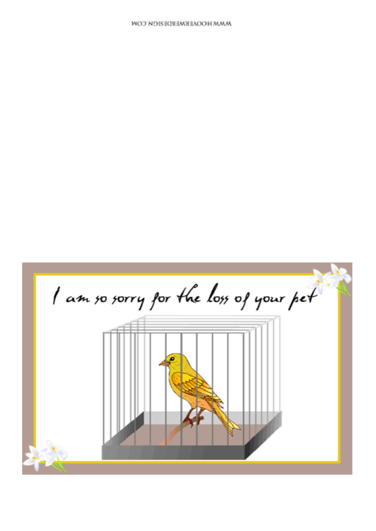 Pet Bird Canary Sorry For Your Loss Printable Pet Sympathy Card Template Printable pdf