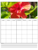 Hibiscus Blank Monthly Calendar Template