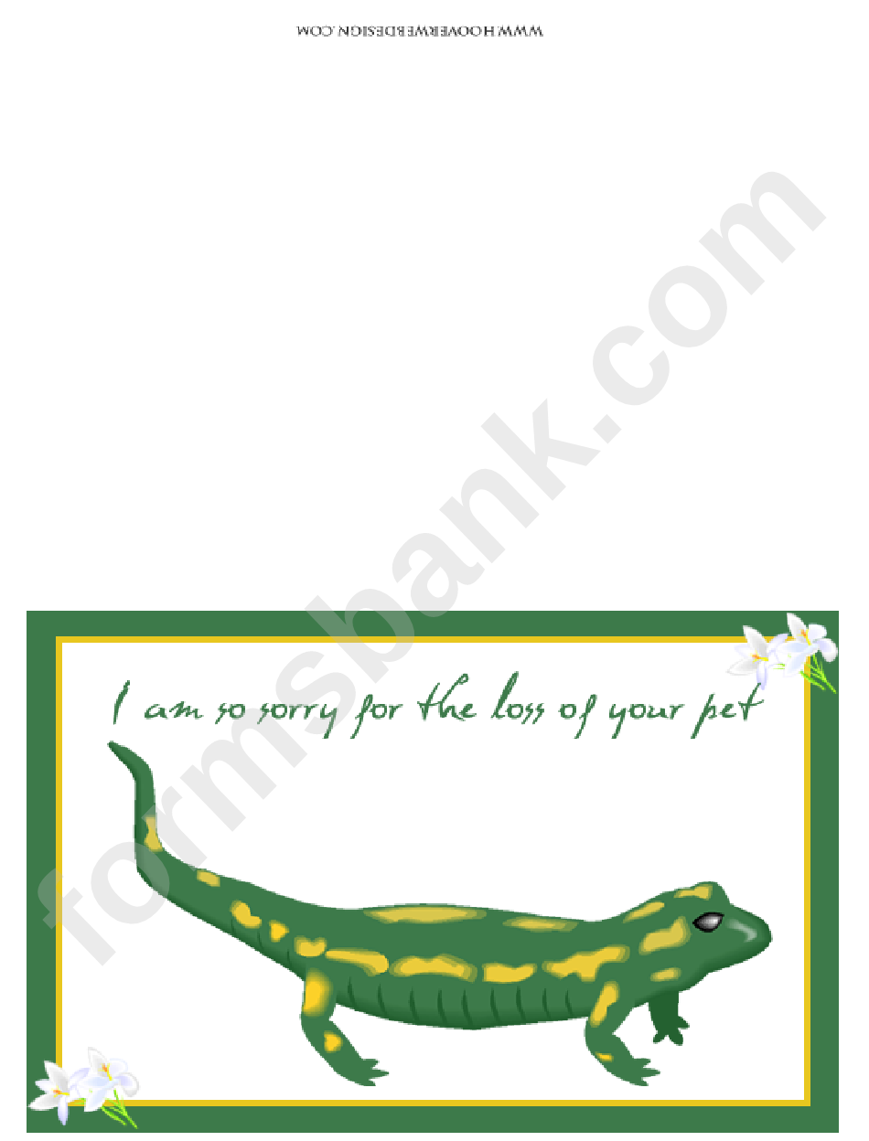 Pet Lizard Sorry For Your Loss Pet Sympathy Cards Template