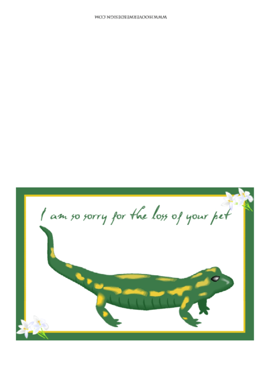 Pet Lizard Sorry For Your Loss Pet Sympathy Cards Template Printable pdf