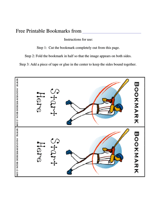 Baseball Bookmark Template Printable pdf