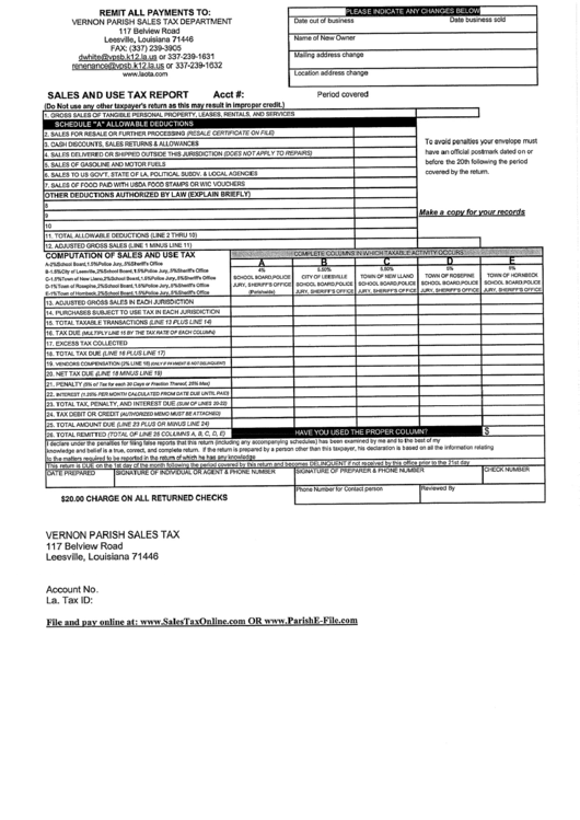 Sales And Use Tax Report Form printable pdf download