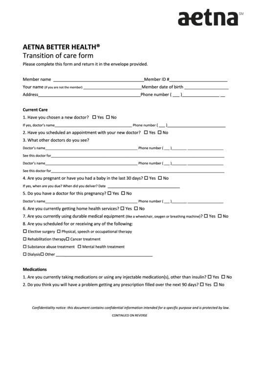 Transition Of Care Form Printable pdf