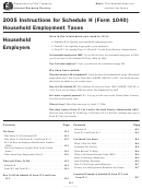 Instructions For Schedule H (form 1040) Household Employment Taxes - 2005