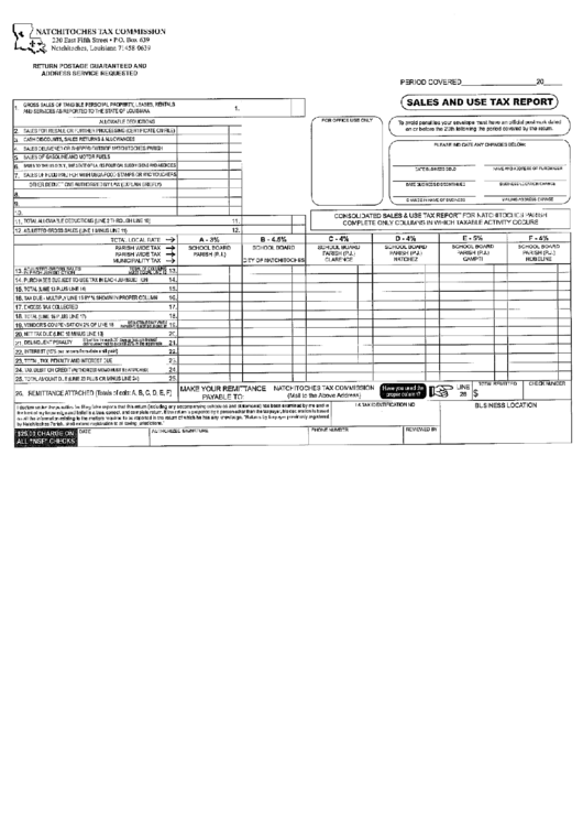 Sales And Use Tax Report Form Natchitoches Tax Commission printable