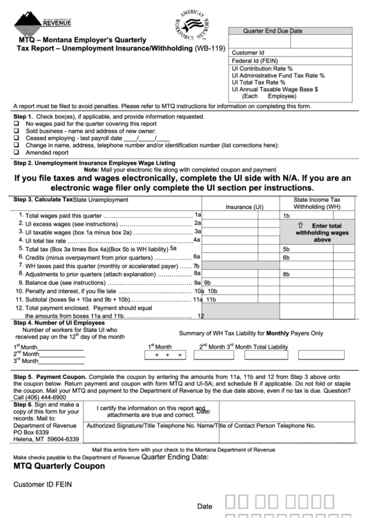 Form Wb-119 - Mtq - Montana Employer