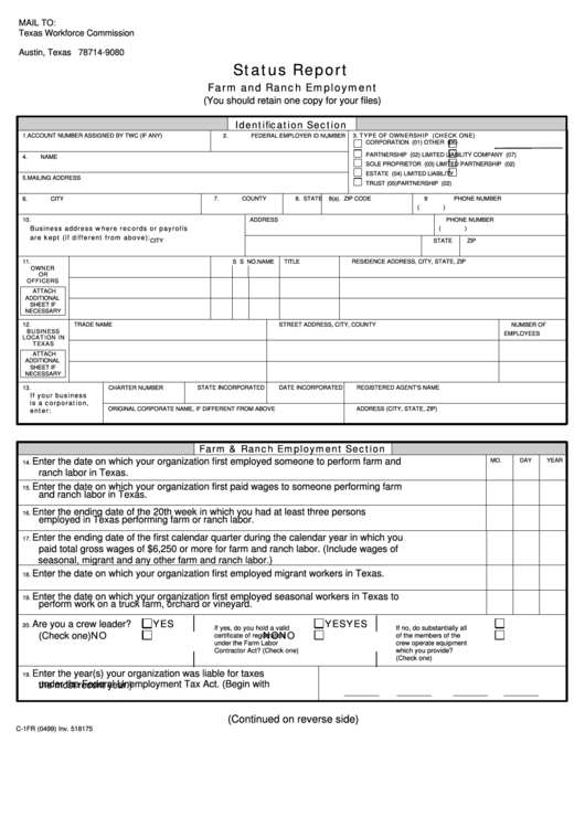 Status Report Form - Texas Workforce Commission Printable pdf