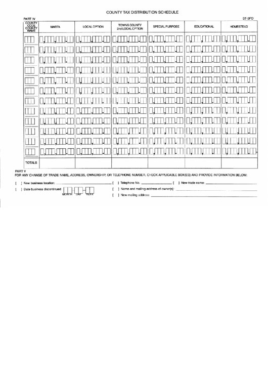 Fillable Form St3pd Country Tax Distribution Schedule printable pdf