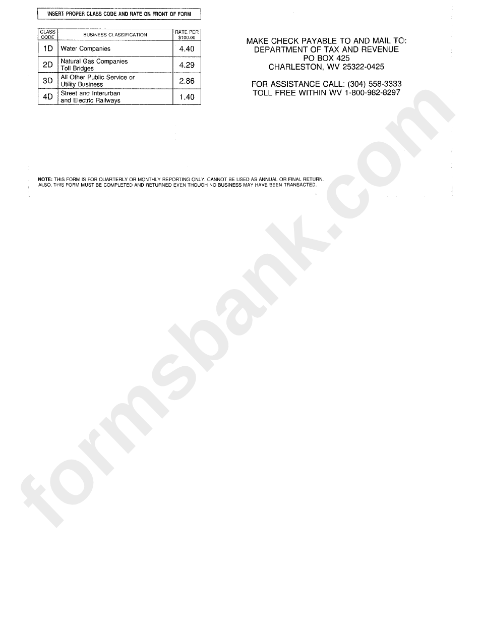 Form For Quarterly Or Monthly Reporting
