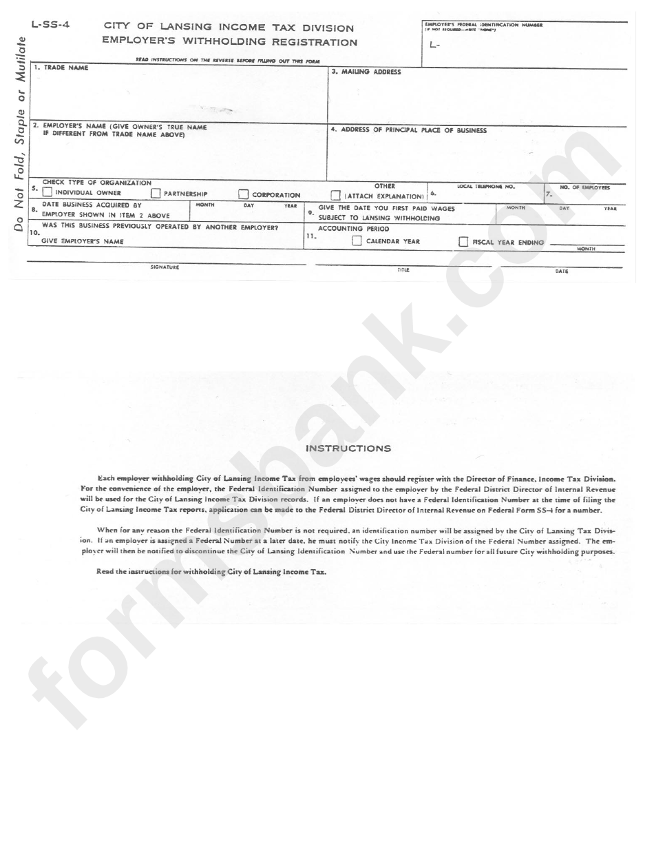 Form L-Ss-4 - Employer