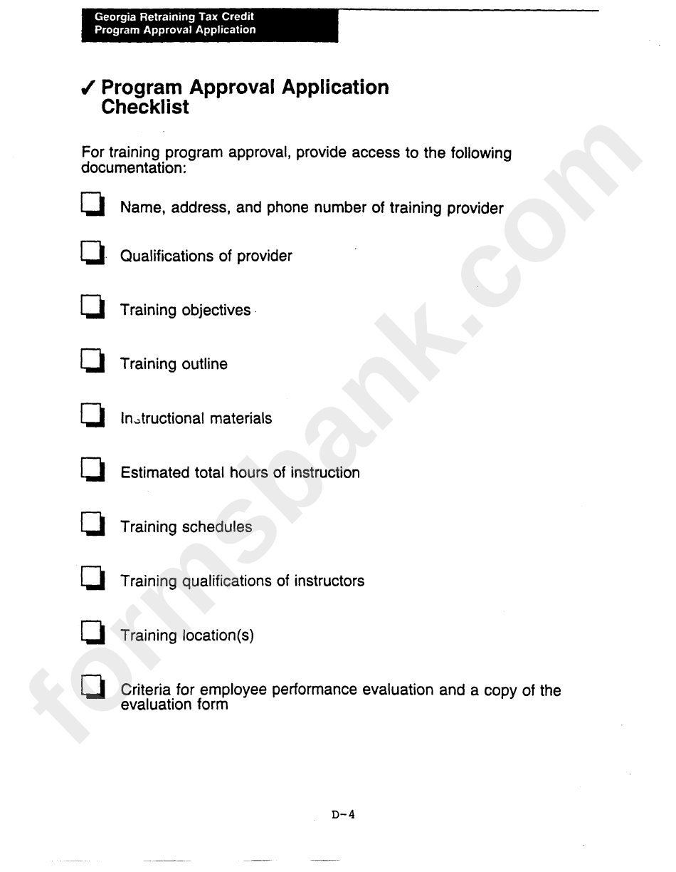 Program Approval Application Checklist Template