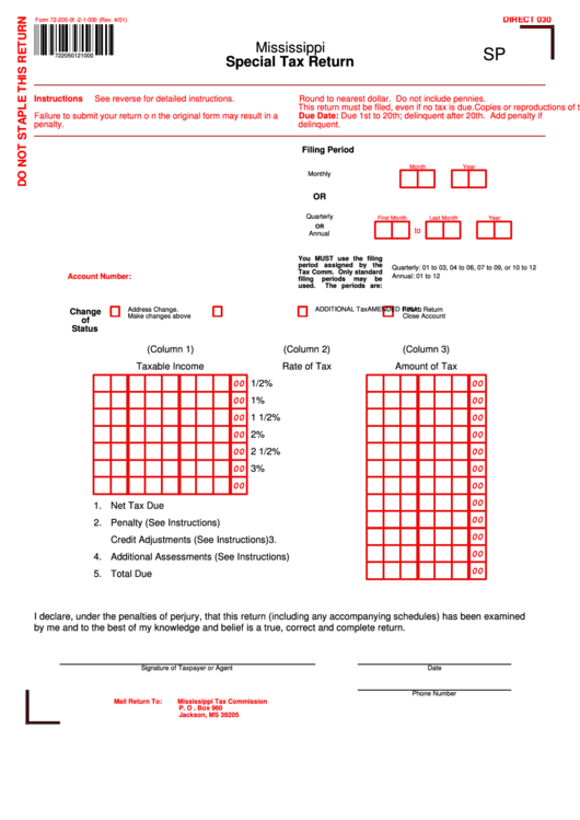 Special Tax Return Form Printable pdf