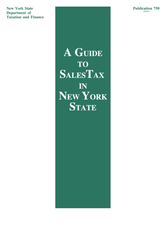 A Guide To Sales Tax In New York State - New York State Department Of Taxation And Finance Printable pdf