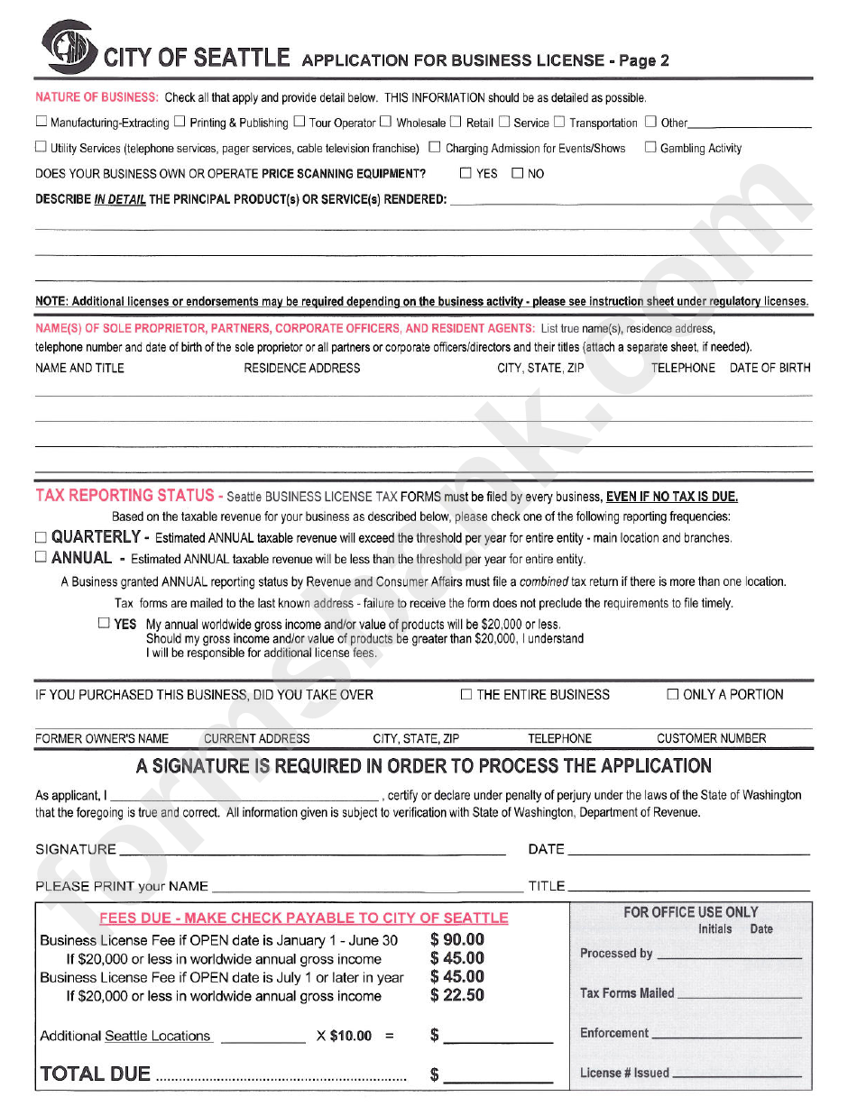 Form #001 - Application For Business Licence
