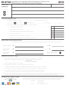 Form Ri-8736 - Application For Automatic 6 Month Extension Of Time To File Ri Partnership Or Ri Fiduciary Income Tax Return - 2010