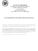Application For Auctioneer's License Form - Department Of Agriculture And Commerce - Mississippi