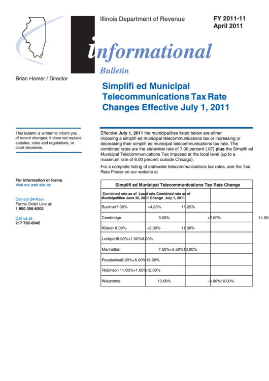 Fy 2011-11 - Informational Bulletin - Illinois Department Of Revenue Printable pdf