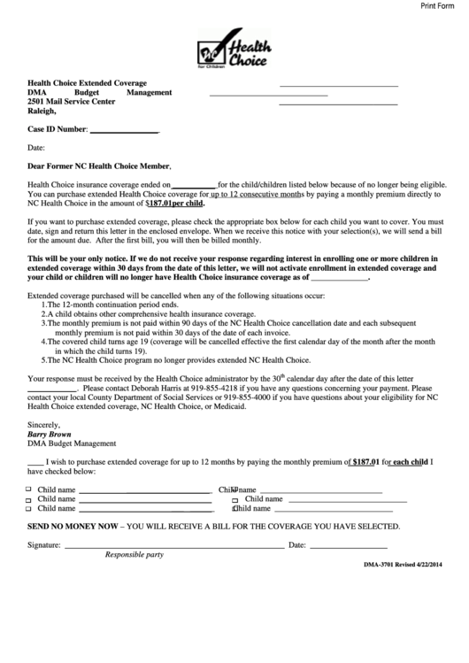 Fillable Form Dma-3701 - North Carolina Dma Budget Management Printable pdf