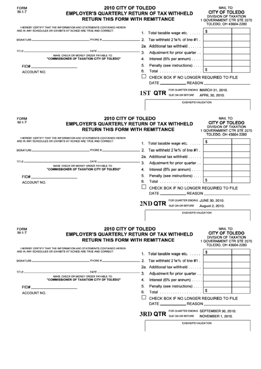 Form W-1-T - Employer