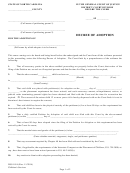 Form Dss-1814 - Decree Of Adoption Form - North Carolina