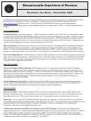 Business Tax News Sheet - November 2004 - Massachusetts Department Of Revenue