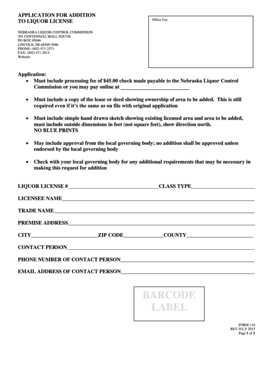 fillable-form-110-application-for-addition-to-liquor-license-2015-printable-pdf-download