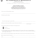 Form D - Application For Reinstatement Following Administrative Dissolution
