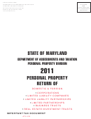 Instructions For Maryland Personal Property Return - 2011