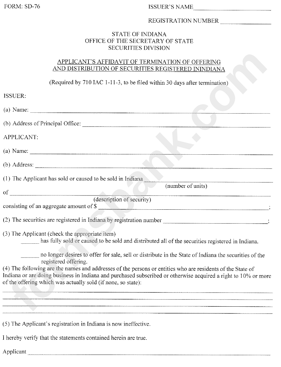 Form Sd-76 - Applicant
