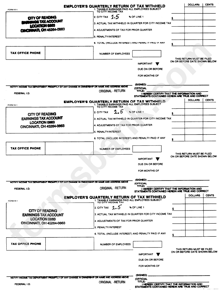 Form W-1 - Employer