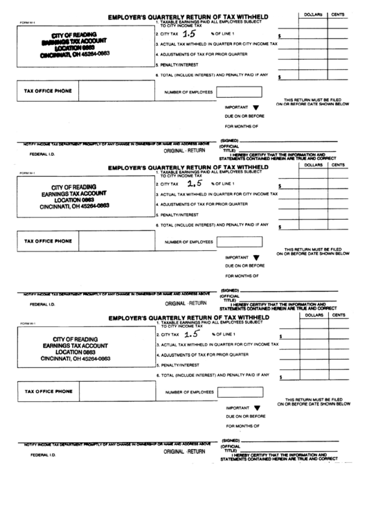 Form W-1 - Employer