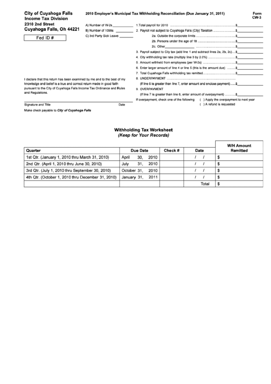 Form Cw-3 - Employer