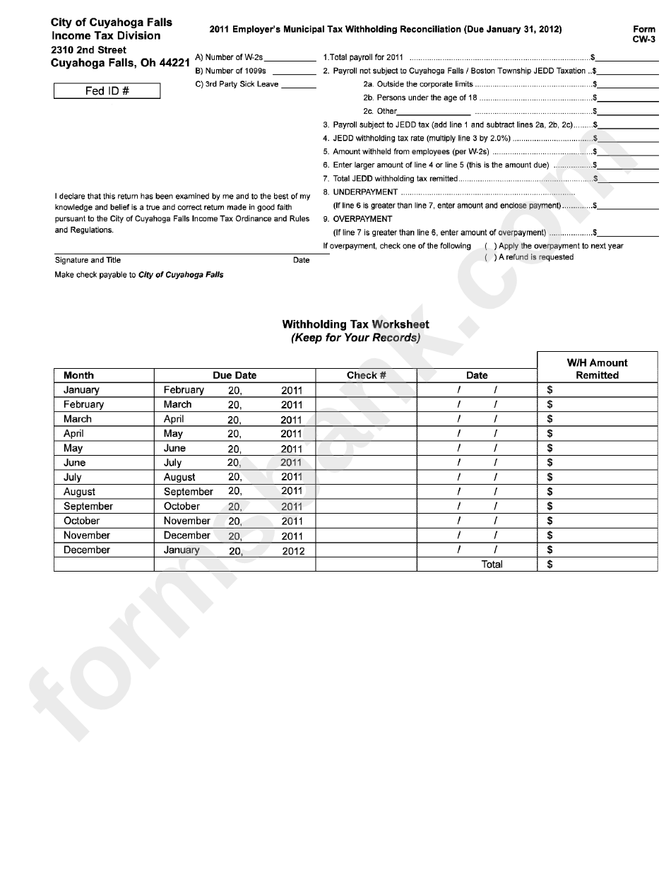 Form Cw-3 - Employer