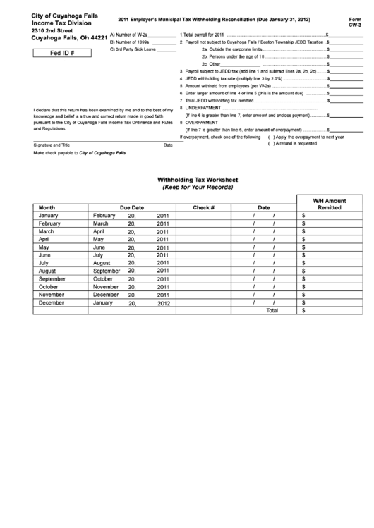 Form Cw-3 - Employer