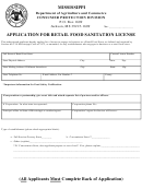 Application For Retail Food Sanitation License Form Printable pdf