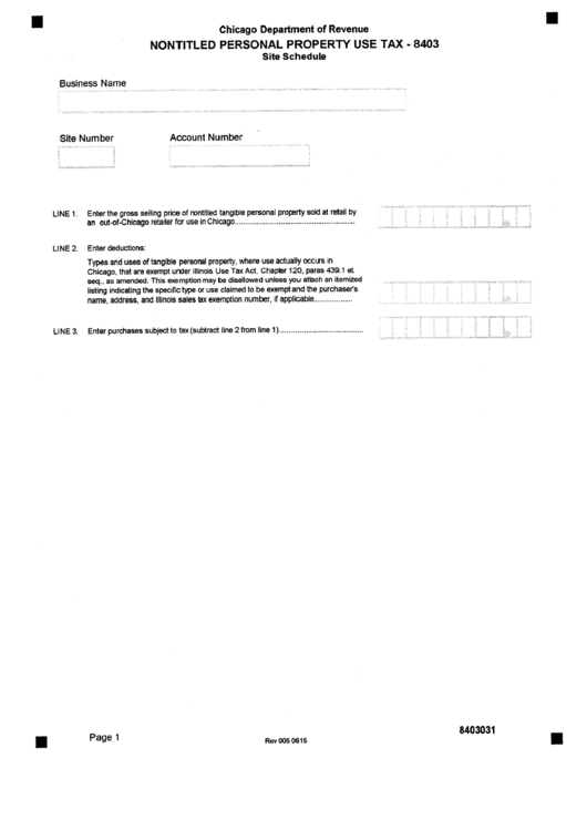 Form 8403 - Nontitled Personal Property Use Tax - 2001 Printable pdf