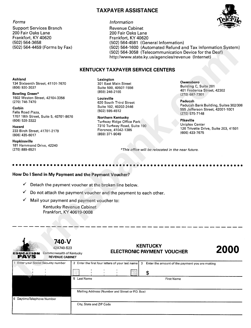 Kentucky Form 740-T - Kentucky Electronic Payment Voucher