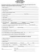 Questionnaire Form - Division Of Taxation City Of Toledo