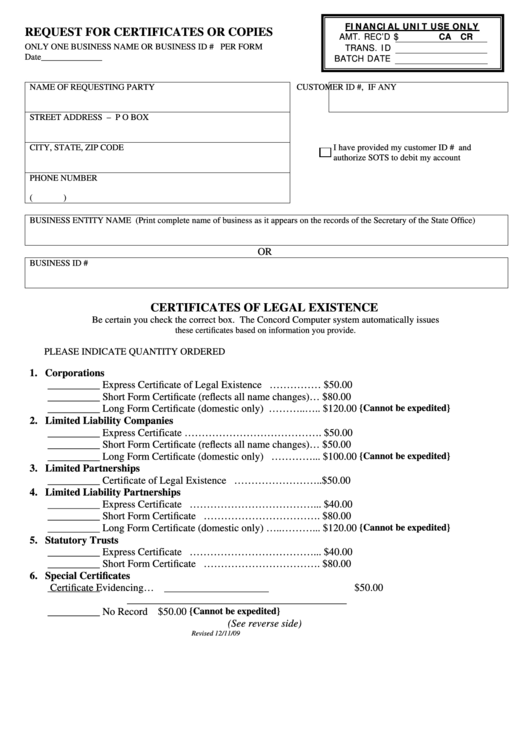 Request For Certificates Or Copies Form Printable pdf
