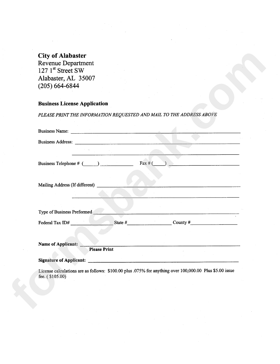 Business License Application Form