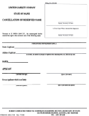 Form Mllc-1b - Cancellation Of Reserved Name - 2000