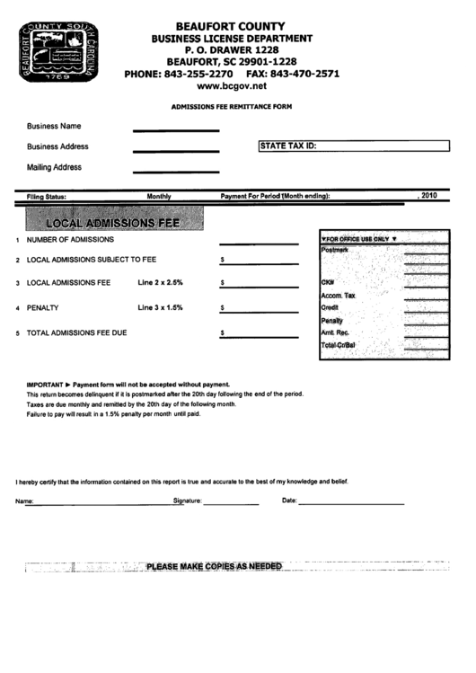 Admissiona Fee Remittance Form Printable pdf